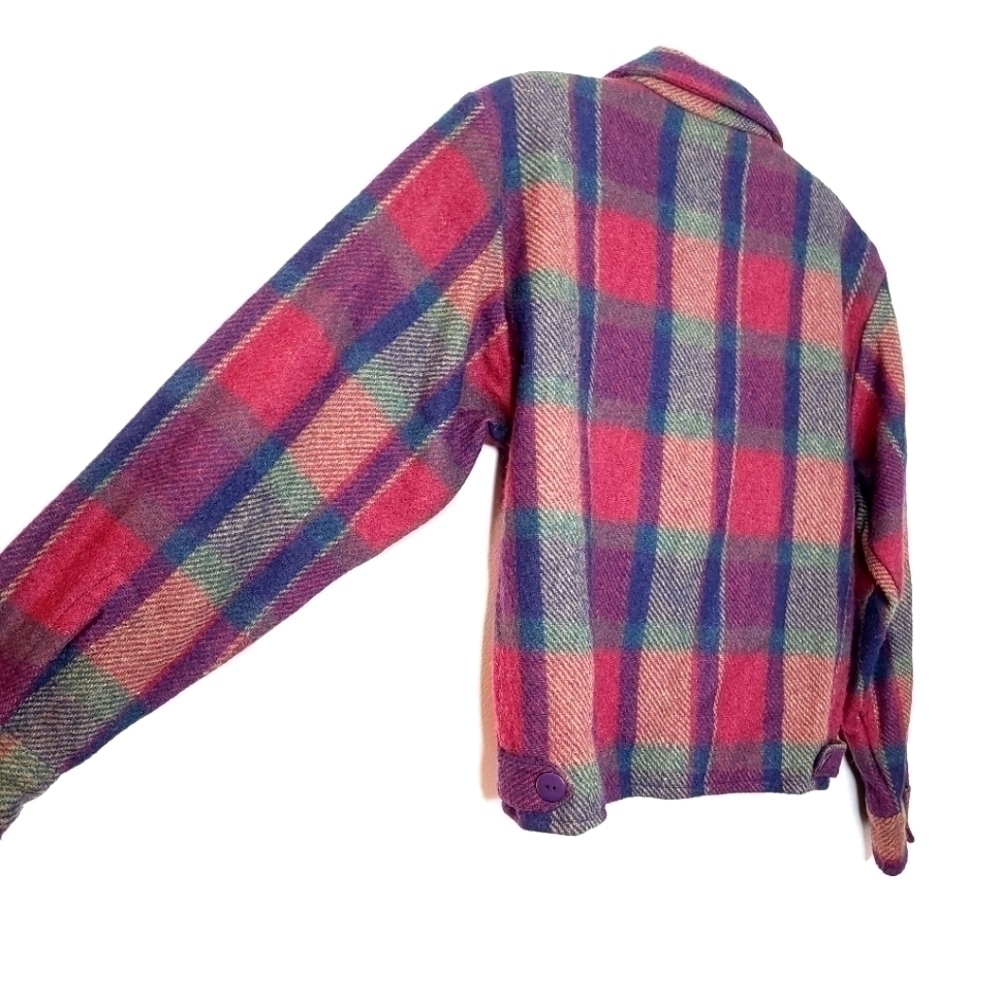 VINTAGE Lola Lola women's m cropped jacket butron down plaid with western vibes - Picture 13 of 14